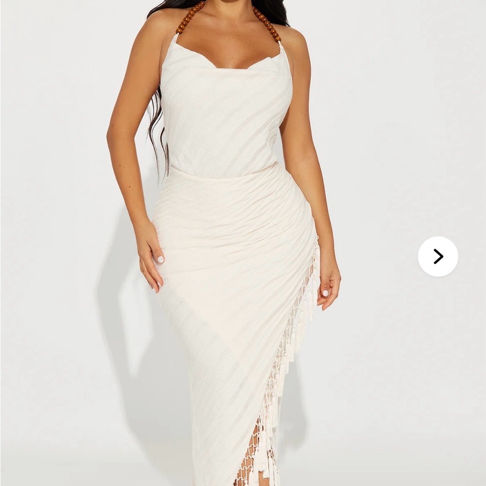 Cream Fringe Detail Dress